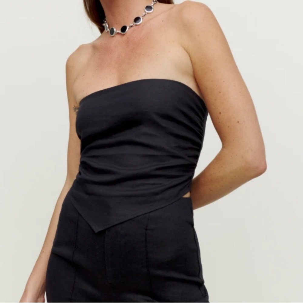 Reformation Dillon Linen Strapless Triangle Top